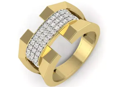 Yellow gold diamond rings-PR-404-DIA 3D print model purchase
