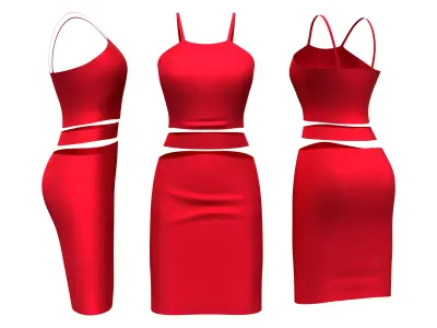 Diamon Belly Band Dress With Straps Low-poly 3D model