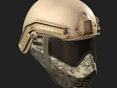 Helmet mask scifi military combat soldier armor  Low-poly 3D model