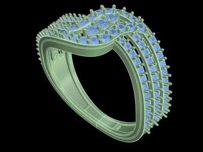 light weight  Yellow gold diamond rings-PR-487-DIA 3D print model