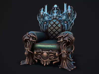 Fantasy Throne 4 game ready 3d model Low-poly 3D model