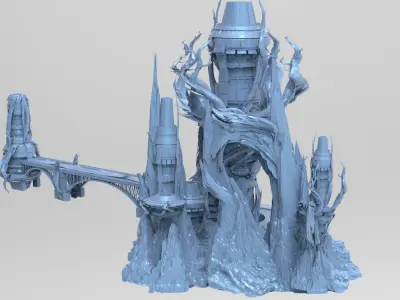 Great tree raised swamp rocks 3D Low-poly 3D model