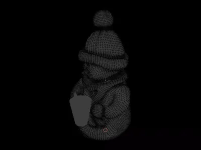 Snowman with mug Low-poly 3D model