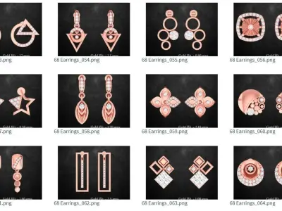 68 Light wt minimalistic earrings collection  3D print model