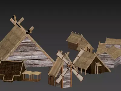 Vikings Village pack Low-poly 3D model