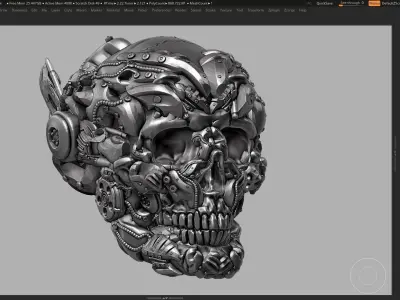 skull robot head a01 3d print model 3D print model