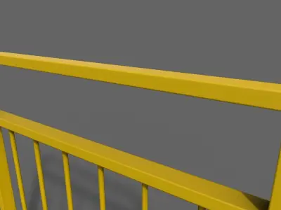 PBR Pedestrian Guard Rail Yellow V4 Low-poly 3D model