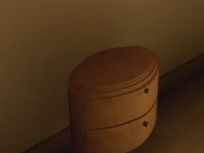 wooden small table with draws Low-poly 3D model