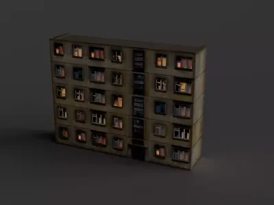 Street wall building Low-poly 3D model Low-poly 3D model