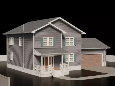 American Cottage House 1 Low-poly 3D model purchase
