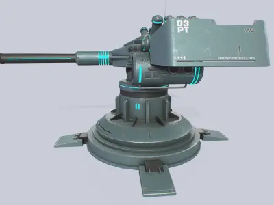 Plasma turret Low-poly 3D model 2