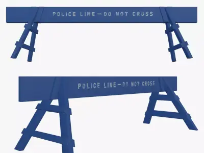 Police Line Wooden Barrier Low-poly 3D model