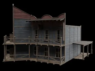 WILD WEST WESTERN SALOON BAR PUB TAVERN RESTAURANT COLLECTION Low-poly 3D model