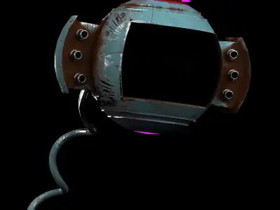 3D model of scifi robot arm with light and monitor Low-poly 3D model