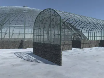 Giant greenhouse Low-poly 3D model