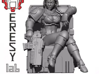 Heresylab HL263 - Sci Fi Female Marine Guard Pin-Up 3D print model
