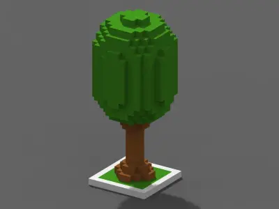Tree Voxel - 2 Low-poly 3D model