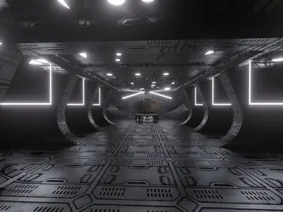 Sci fi VR gallery  Low-poly 3D model