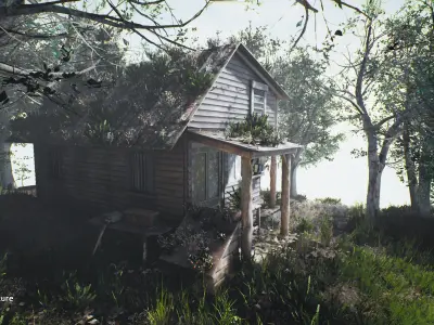 Windows wooden doors and Low-poly 3D model