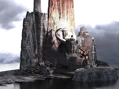 Sci-Fi City Organic tech shrine city kit bash 3D 3D model