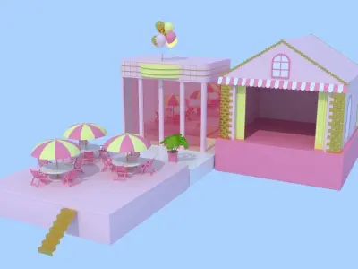 Theater  Store 3d model Cartoon 3D model