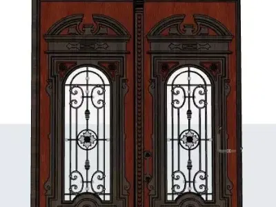 Old decorative door Low-poly 3D model