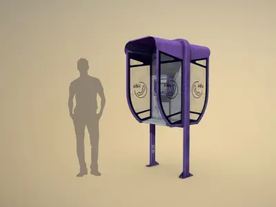 NoviSad PhoneBooth double Low-poly 3D model