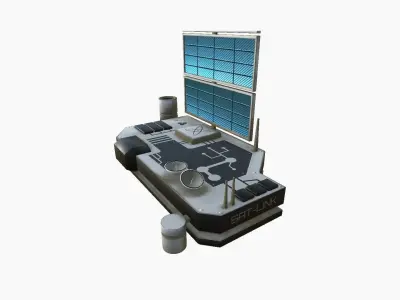 Satellite B07 Dirt Blue - SciFi Space Design Low-poly 3D model