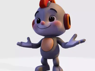 Cartoon Robot 3d Model Low-poly 3D model