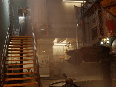 Sci-Fi Mechanical Workshop Low-poly 3D model