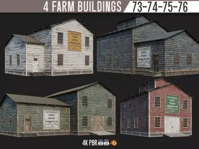 73-74-75-76 - Farm Buildings 4K PBR GameReady Low-poly 3D model