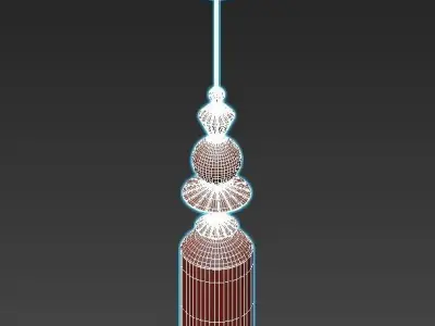 odeon glass pendant light with gold and accents 3D model
