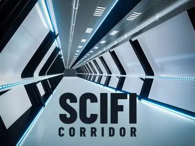 Scifi Corridor Low-poly 3D model