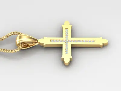 High Cross Pendant Light Gold 18K 4CP017 3D print model