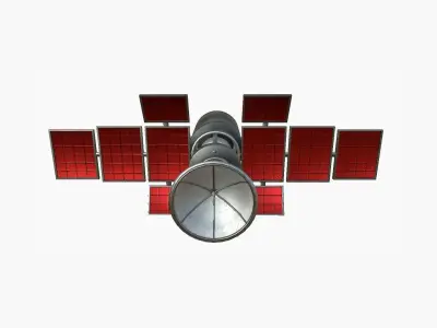 Satellite A04 Steel Red - SciFi Space Design Low-poly 3D model