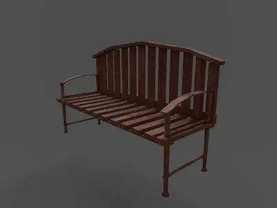 Woodern Bench Low-poly 3D model