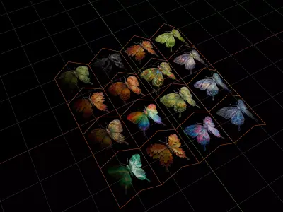 16 Leaf Butterfly Hybrid Swarm Low-poly 3D model