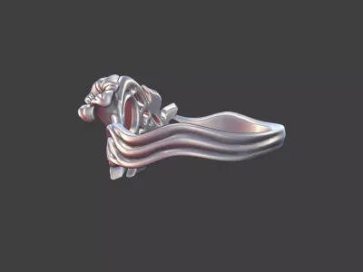  Silver Art Nouveau Cabochon Ring  3D print model