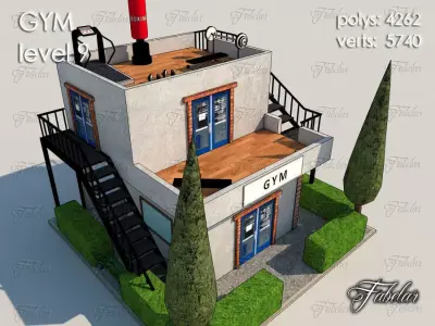 Gym Level Low-poly 3D model