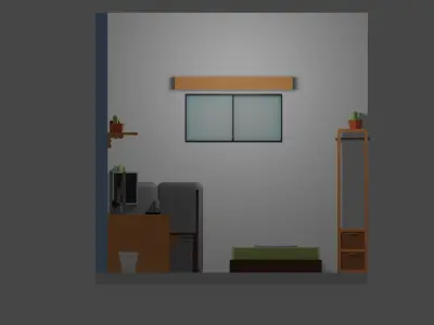 Room Gamer low poly mesh FULL materials Low-poly 3D model