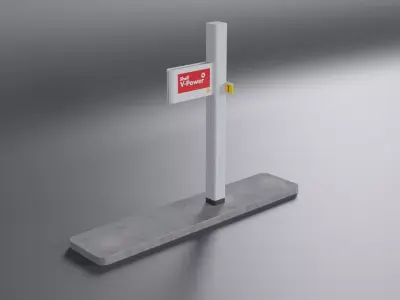 Shell Fuel Sign Canopy Service Station 3D model