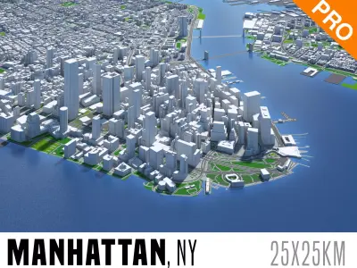 Manhattan New York City And Surroundings PBR Low-poly 3D model