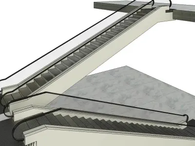 Parametric Two Level Based Escalator Revit Family 3D model