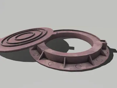 Manhole metal cover with hole in it Low-poly 3D model