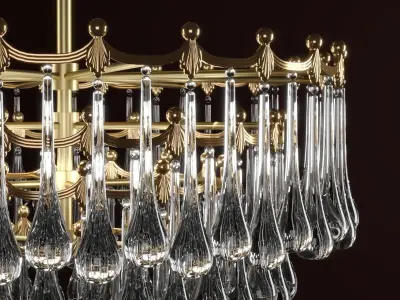 1940s Hollywood Teardrop Chandelier 3D model