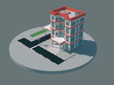 HOSPITAL LOW-POLY STYLE Free low-poly 3D model