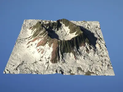 Landscape Environment Volcano Snow 22 Low-poly 3D model