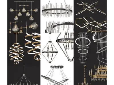 Chandeliers collection 3d models 10 pieces Low-poly 3D model purchase