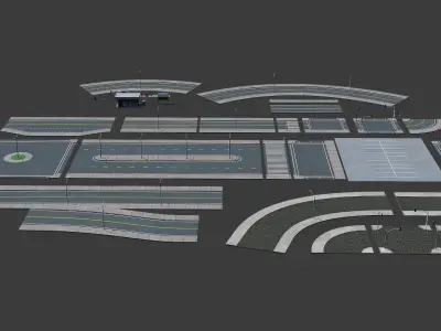 Road Pack - Extended Low-poly 3D model
