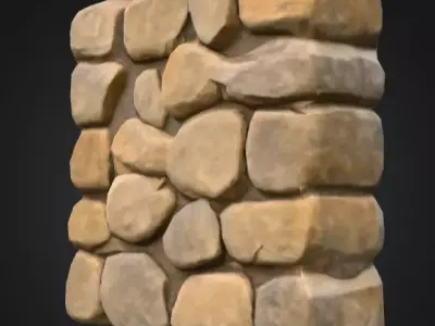 Stone Wall Low-poly 3D model